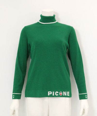 PICONE ピッコーネ　ゴルフ　グリーン タートルネックシャツ レディース ハイネックリブニット|ピッコーネクラブ - ゴルフウェアや婦人服通販