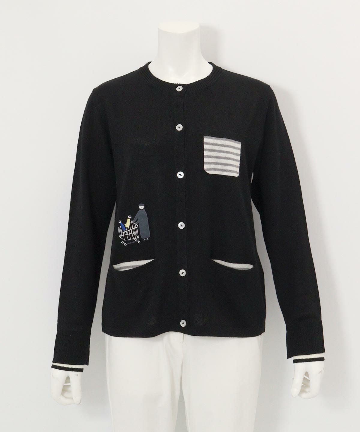 ウール混ニットカーディガン（ブラック）