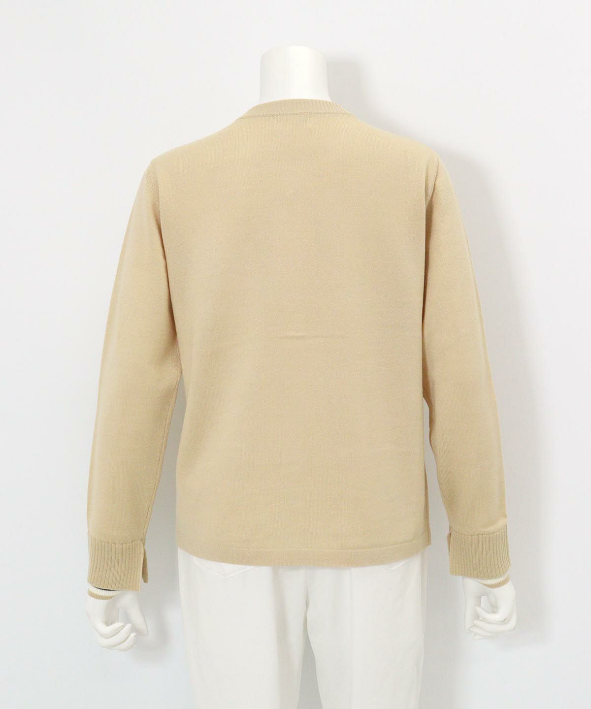 ウール混ニットカーディガン後（ベージュ）