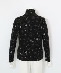 総柄プリント起毛プルオーバー後（ブラック）