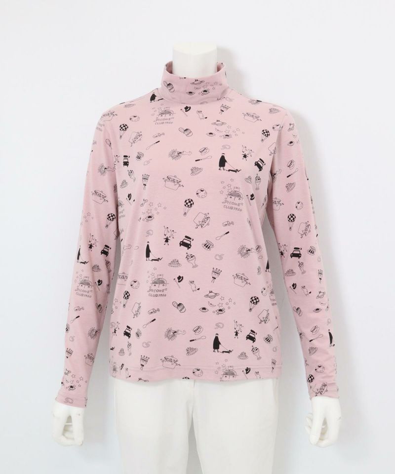 総柄プリント起毛プルオーバー（ピンク）