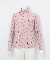 総柄プリント起毛プルオーバー（ピンク）