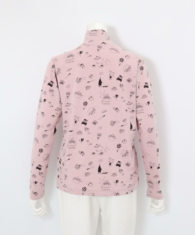 総柄プリント起毛プルオーバー後（ピンク）