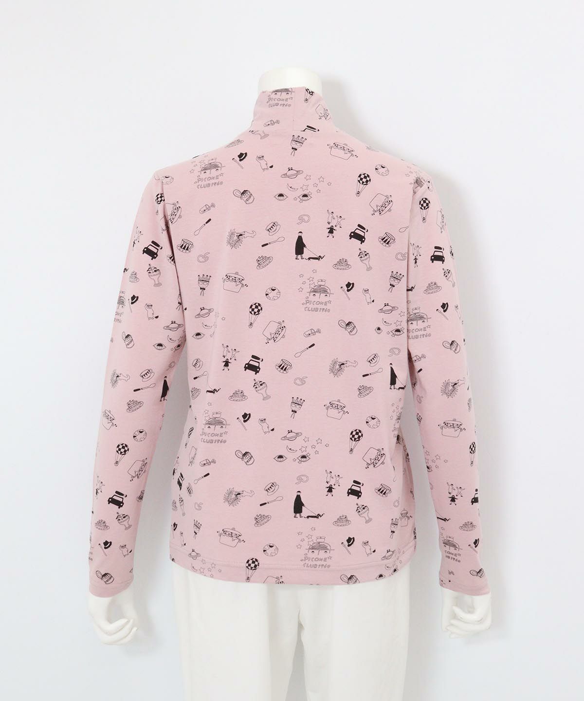 総柄プリント起毛プルオーバー後（ピンク）