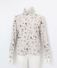 総柄プリント起毛プルオーバー（ライトグレー）