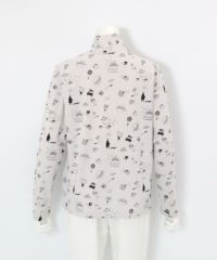 総柄プリント起毛プルオーバー後（ライトグレー）