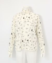 総柄プリント起毛プルオーバー（ホワイト）