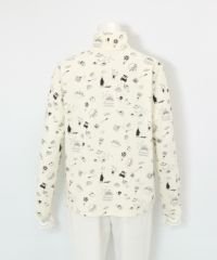 総柄プリント起毛プルオーバー後（ホワイト）