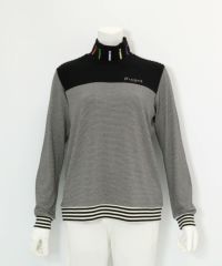 吸湿発熱ボーダー切替プルオーバー(ブラック)前