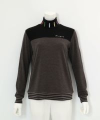 吸湿発熱ボーダー切替プルオーバー(ダークグレー)前