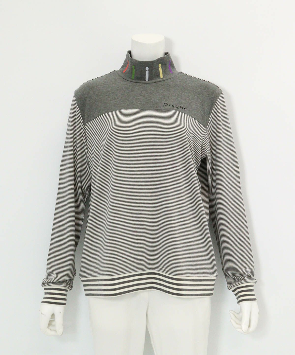 吸湿発熱ボーダー切替プルオーバー(グレー)前