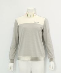 吸湿発熱ボーダー切替プルオーバー(ライトグレー)前