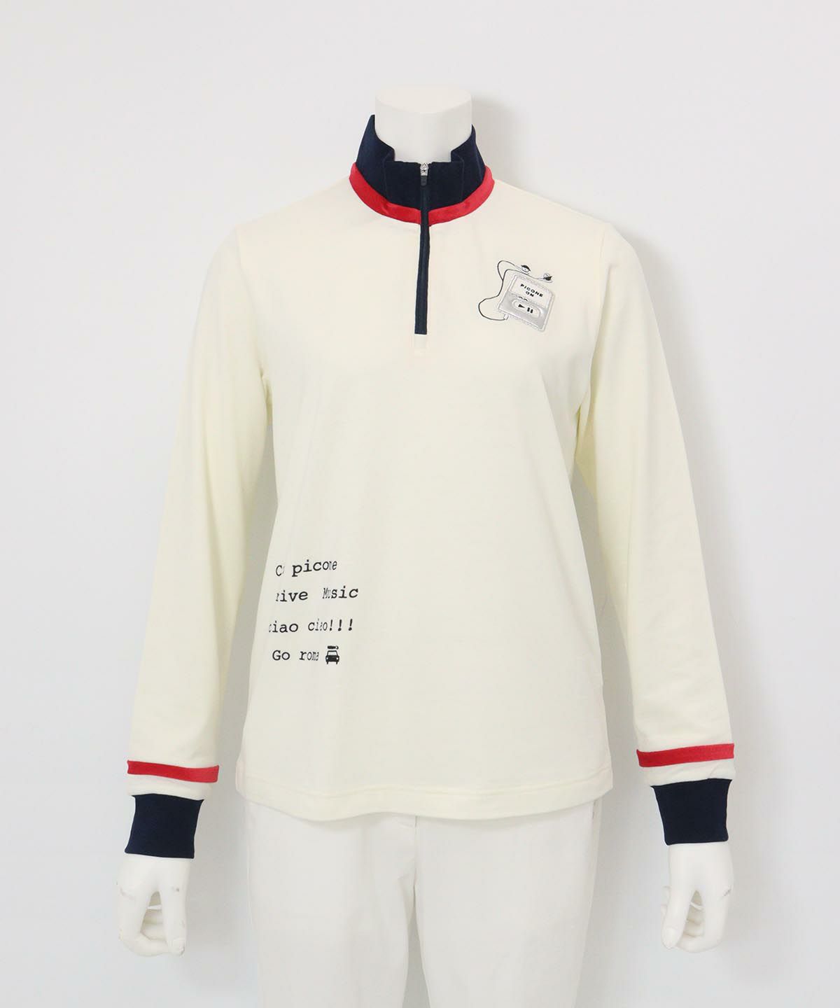 ベロアライン保温起毛プルオーバー（ホワイト）