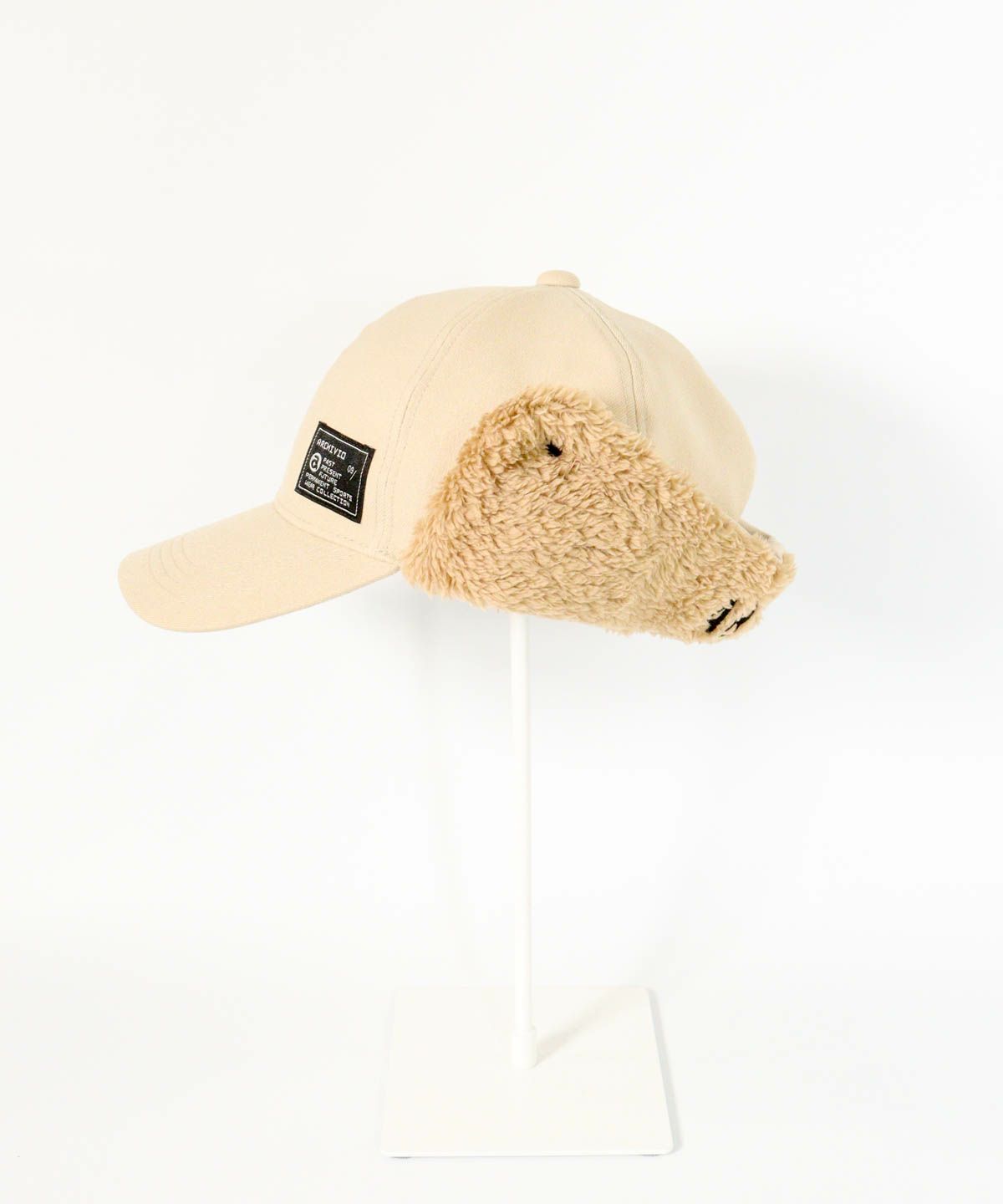 ボア切替2WAYキャップ左横（ベージュ）