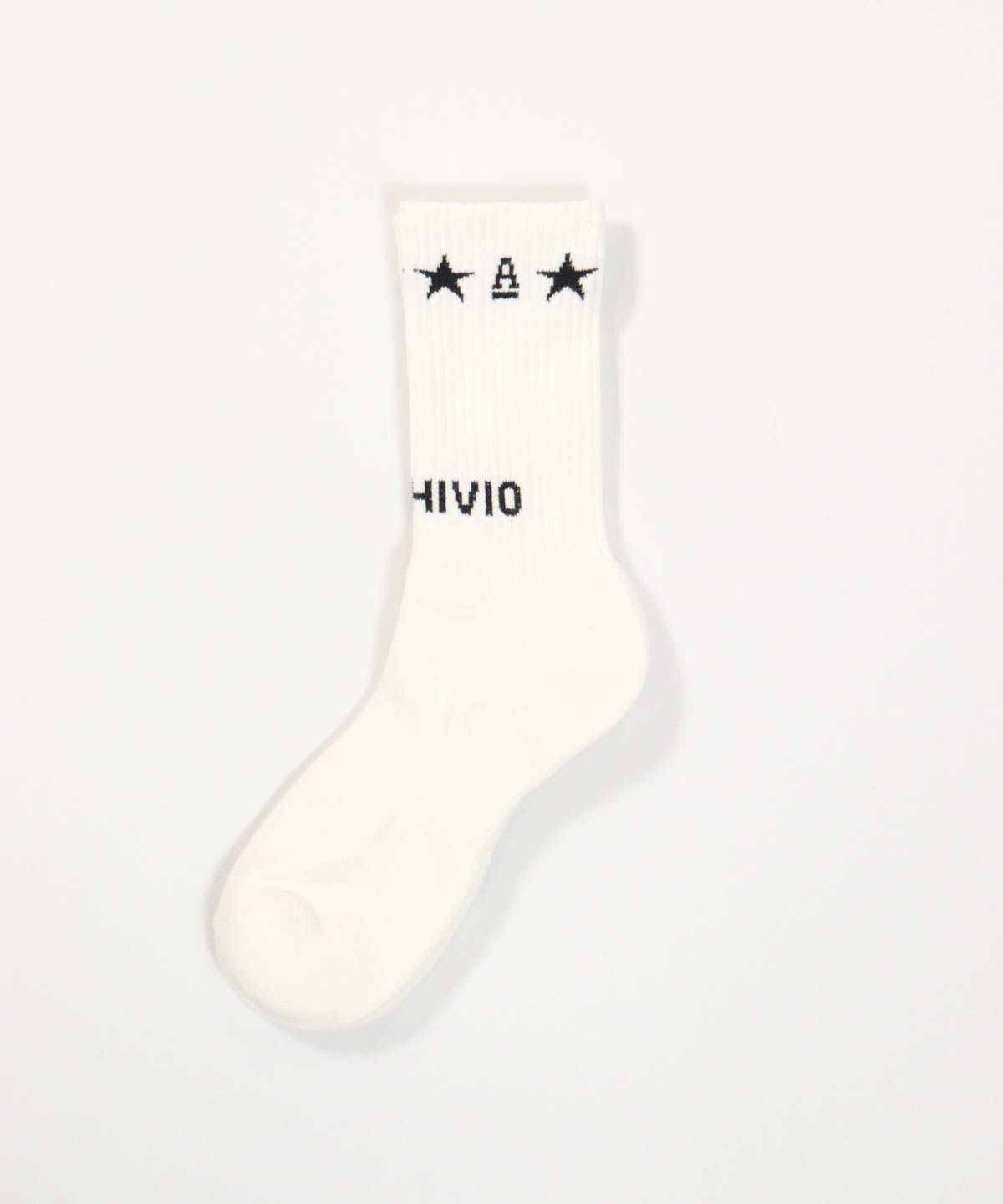 【メンズ】星柄ロゴソックス（ホワイト）