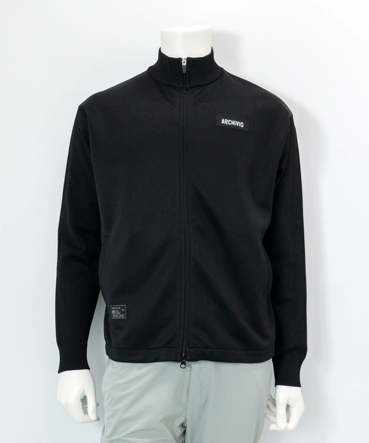 【メンズ】異素材切替配色ブルゾン（ブラック）