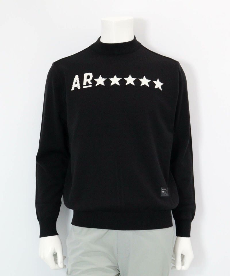 サイズ：48 ARCHIVIO アルチビオ A428001 2024年 ニット セーター  ブラック系 [240101345728] ゴルフウェア メンズ ストスト メンズ】素材切替星柄ニット|アルチビオ - ゴルフウェアや婦人服通販
