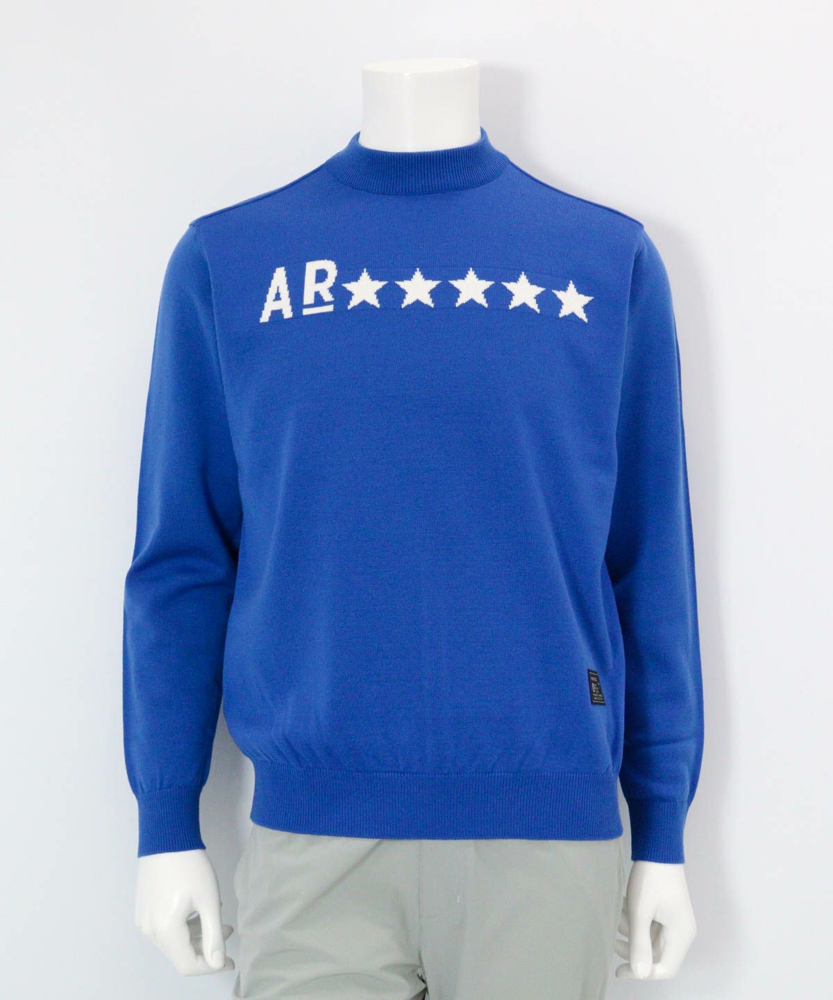 【メンズ】ウール混星ロゴニット（ブルー）