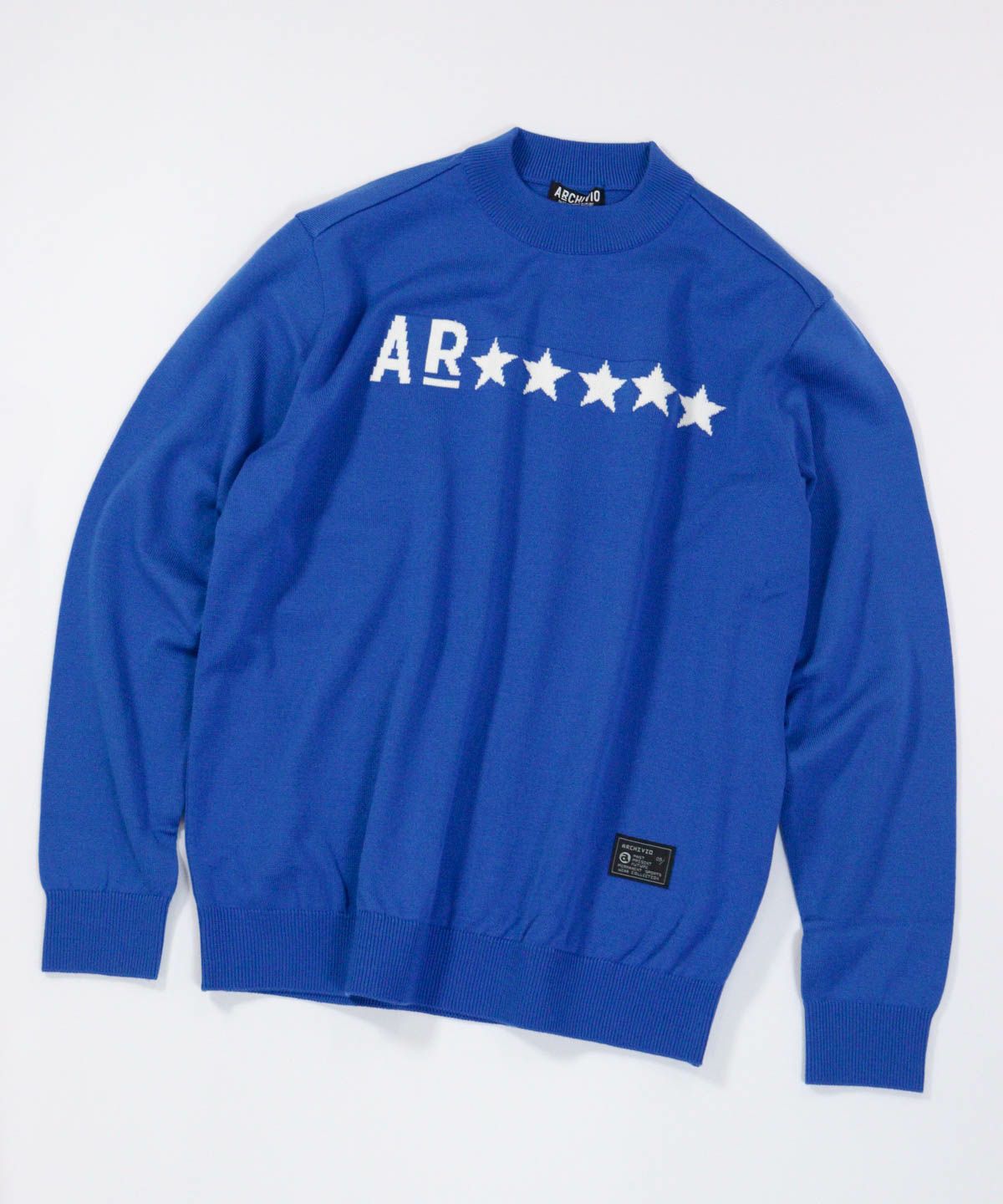 【メンズ】ウール混星ロゴニット（ブルー）