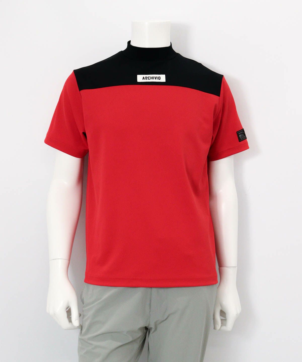 【メンズ】胸切替UV冷感プルオーバー（レッド）