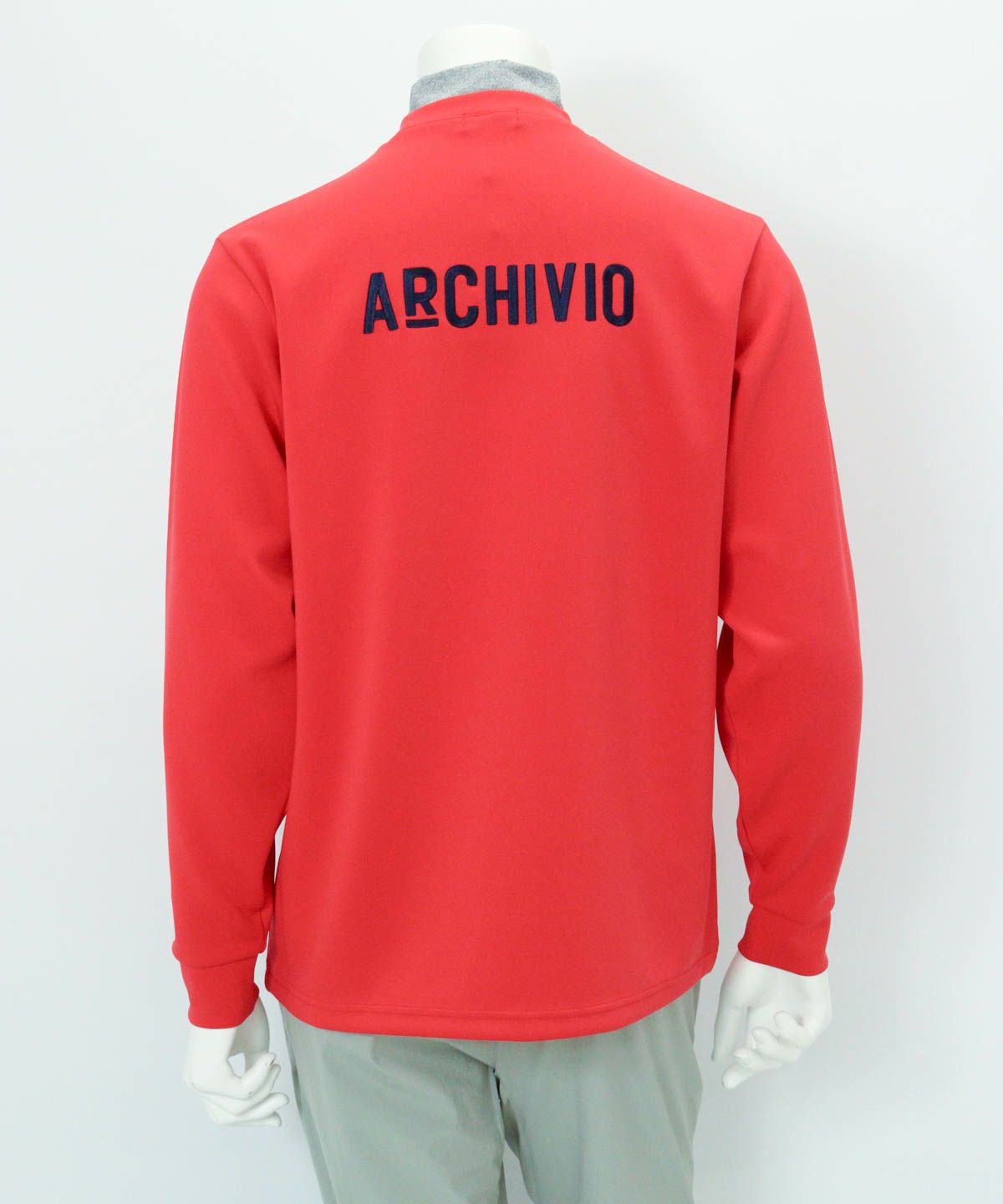 【メンズ】バックロゴ刺繍UV冷感プルオーバー後（レッド）