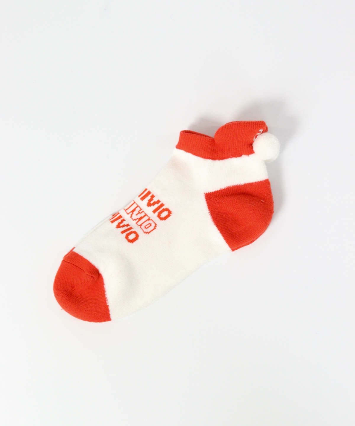 ポンポンつきショートソックス（オレンジ）