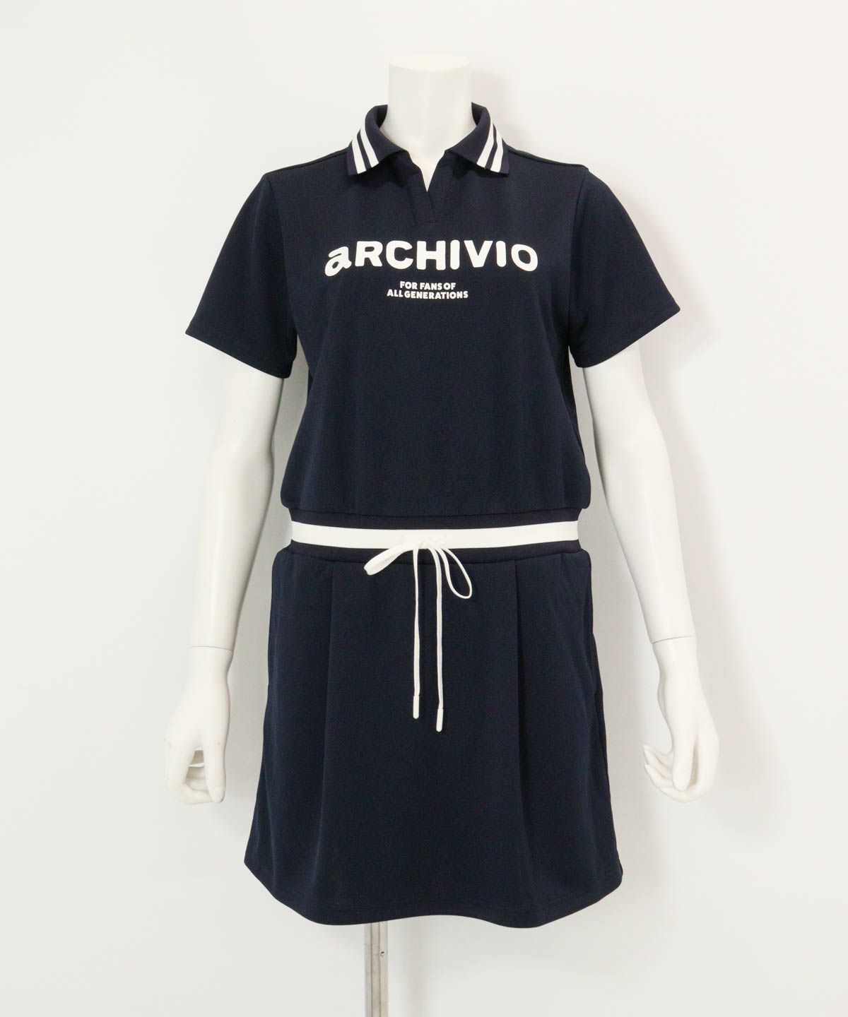 リブ切替UVスムースワンピース（ネイビー）