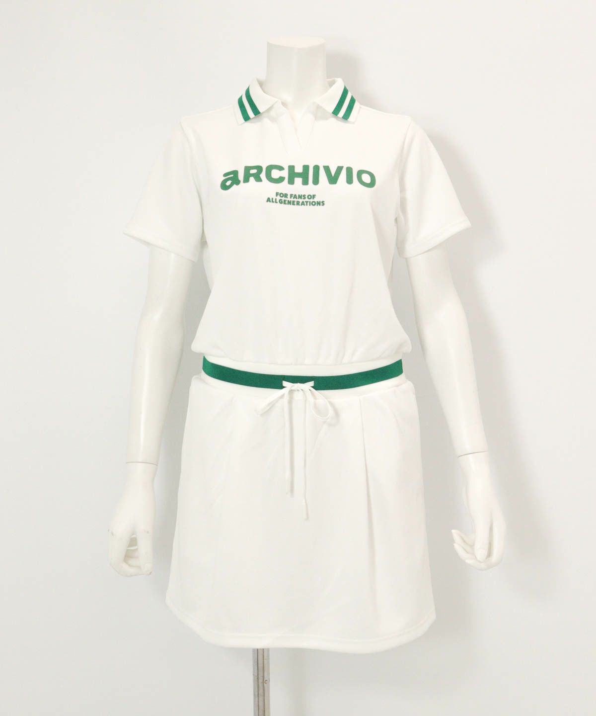 リブ切替UVスムースワンピース（ホワイト）