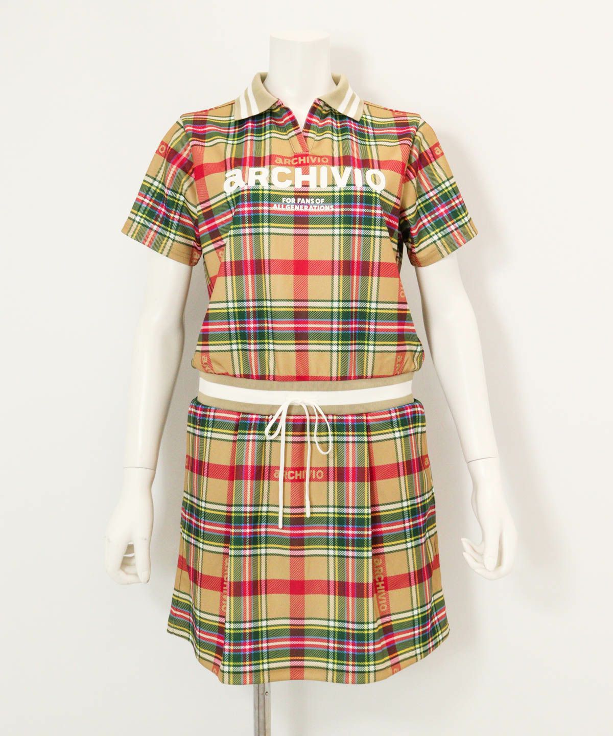 リブ切替UVスムースワンピース（ベージュ）