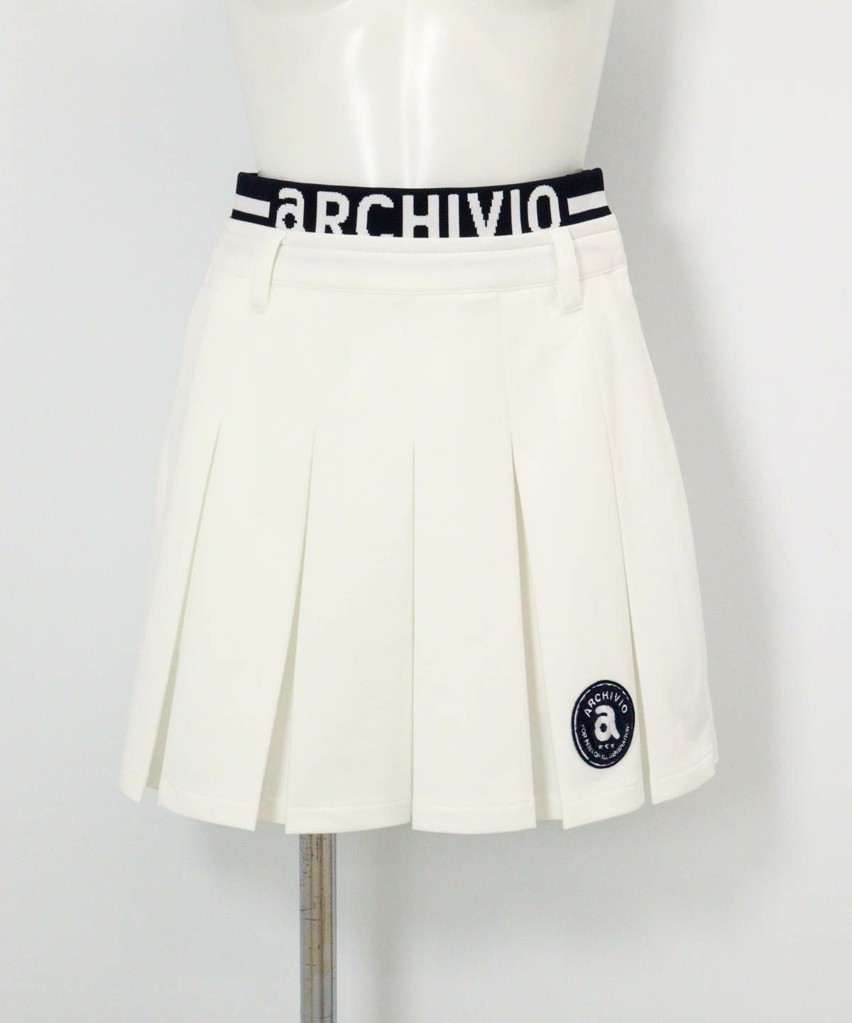 UV速乾ダブルウエストプリーツスカート（ホワイト）