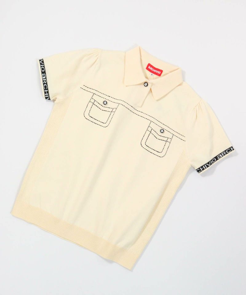 新品タグ付　アルチビオ　ポロシャツ　ゴルフ　定価25300円 アルチビオ 半袖ポロシャツ 白×黒 メッシュ生地 スキッパー