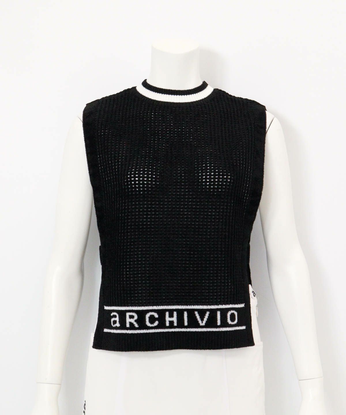 モールニットメッシュベスト（ブラック）