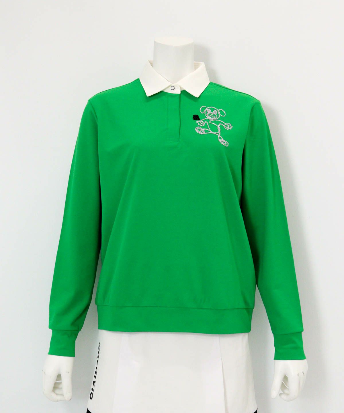 チェーン刺繍速乾ポロシャツ（グリーン）