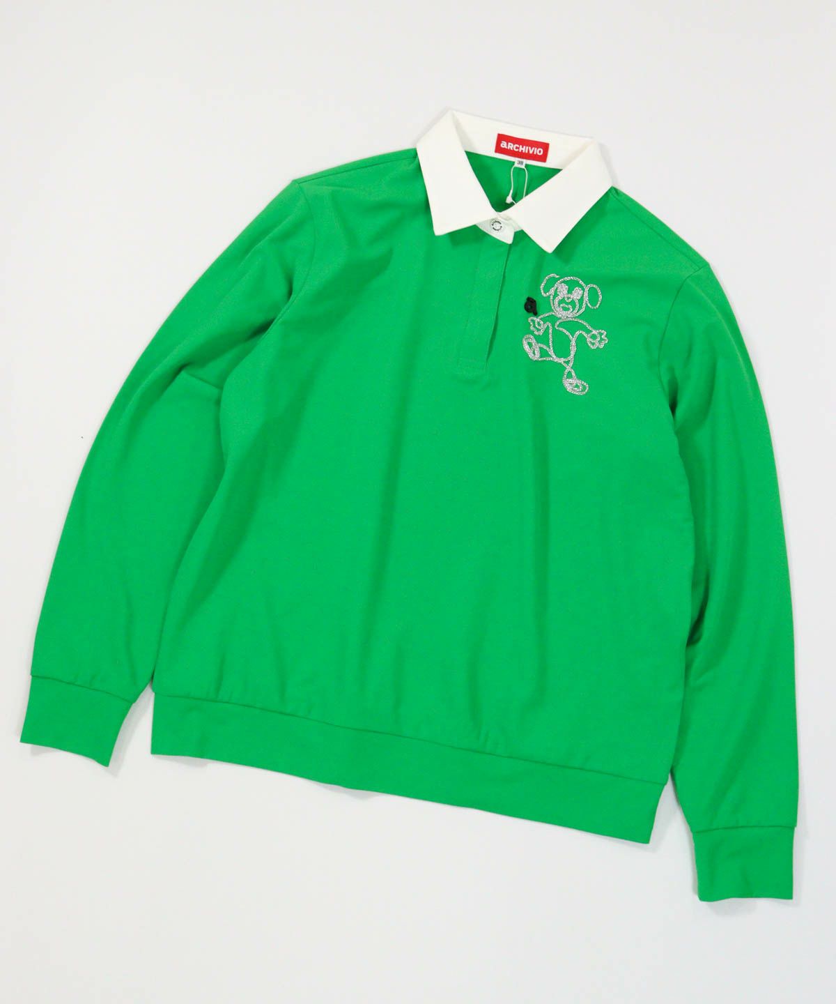 チェーン刺繍速乾ポロシャツ（グリーン）