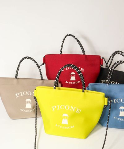 PICONE クリアレッド カ一トバッグ ピッコーネ アッチェッソーリ クリアバッグ スクエア型 内袋付き