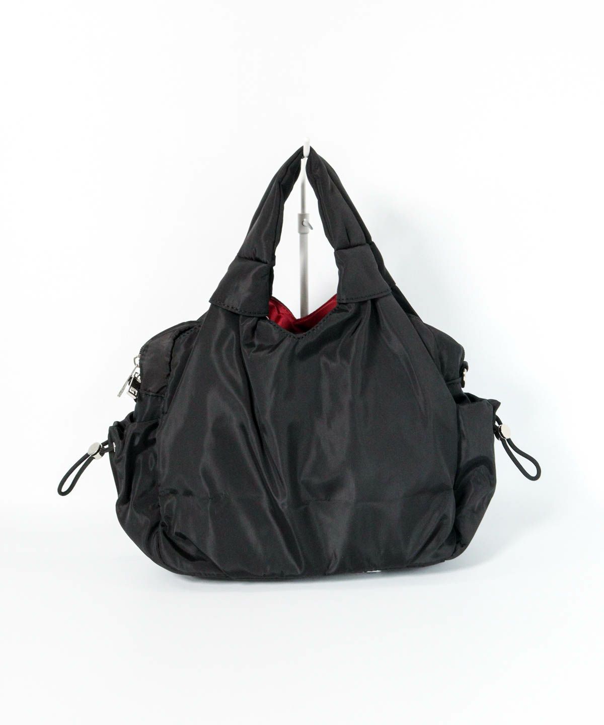 ショルダー付三層型バッグ後（ブラック）