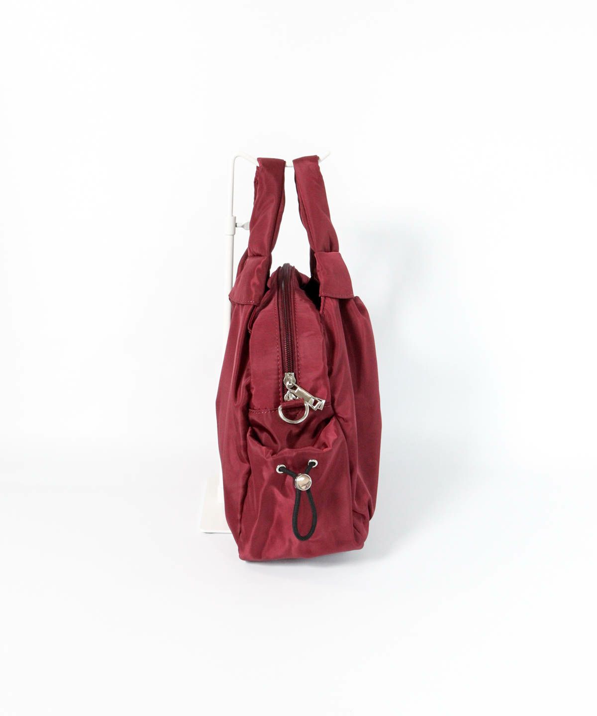 ショルダー付三層型バッグ横（レッド）