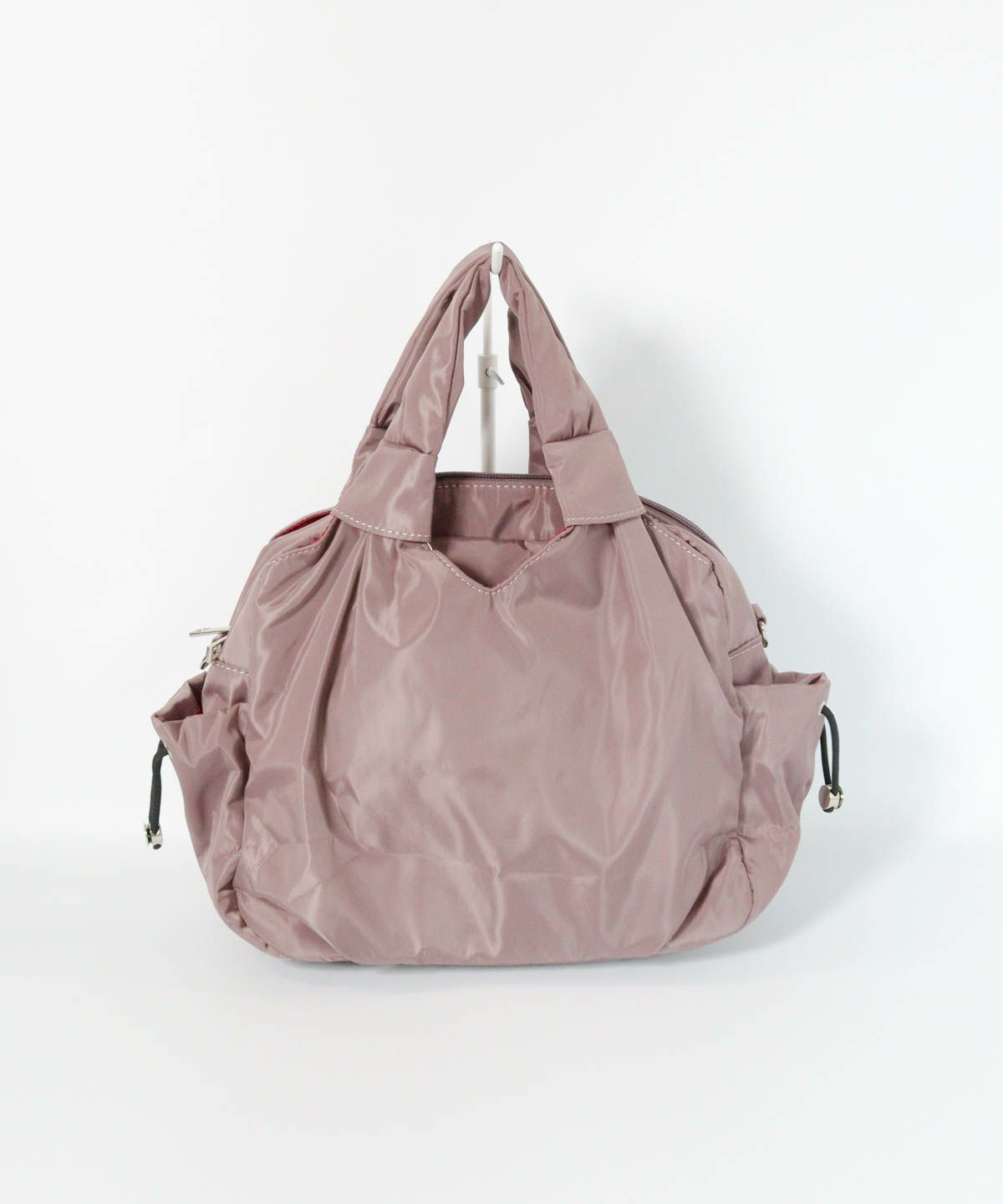 ショルダー付三層型バッグ後（ピンク）