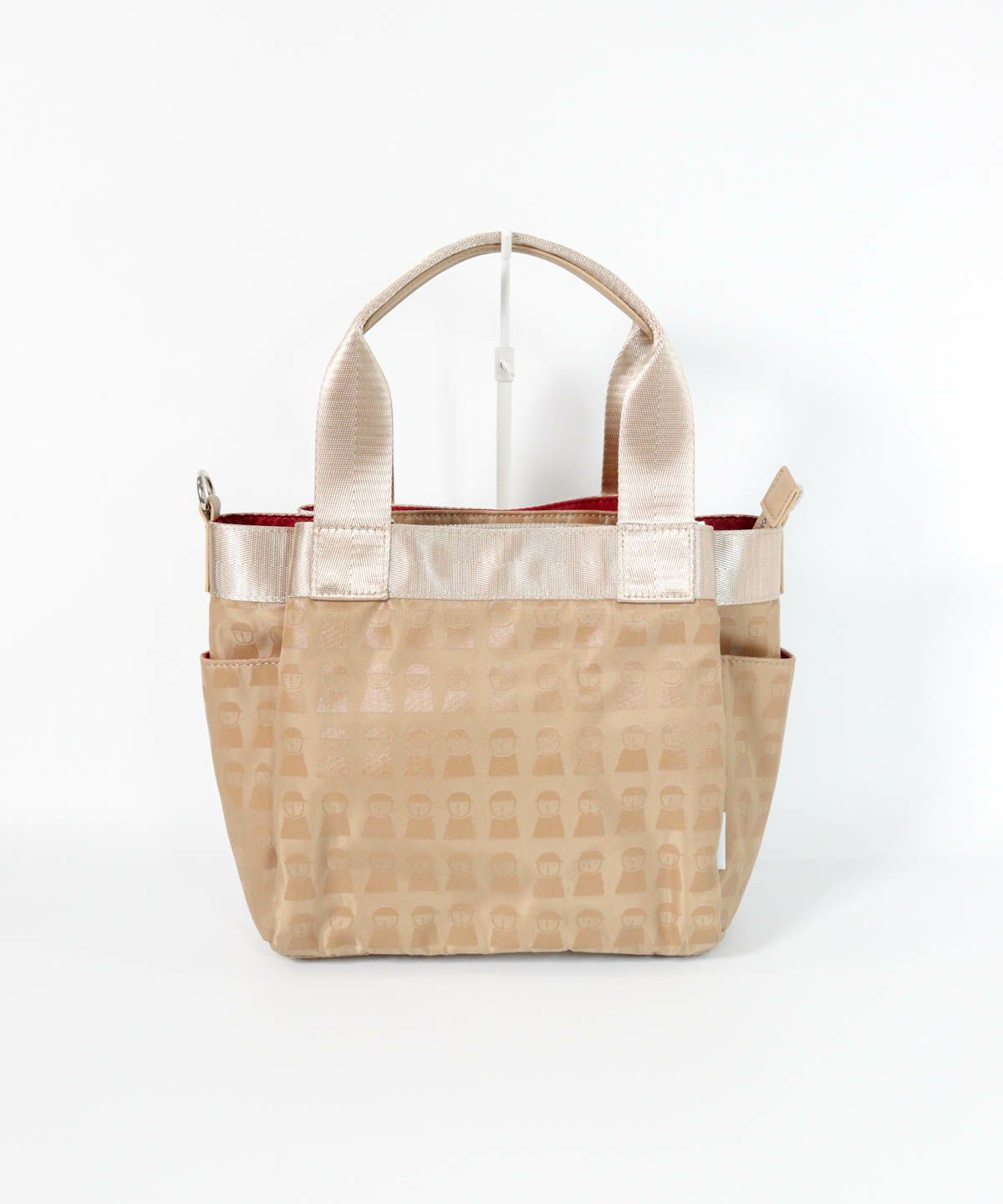 ショルダー付ピコ柄バッグ（ベージュ）