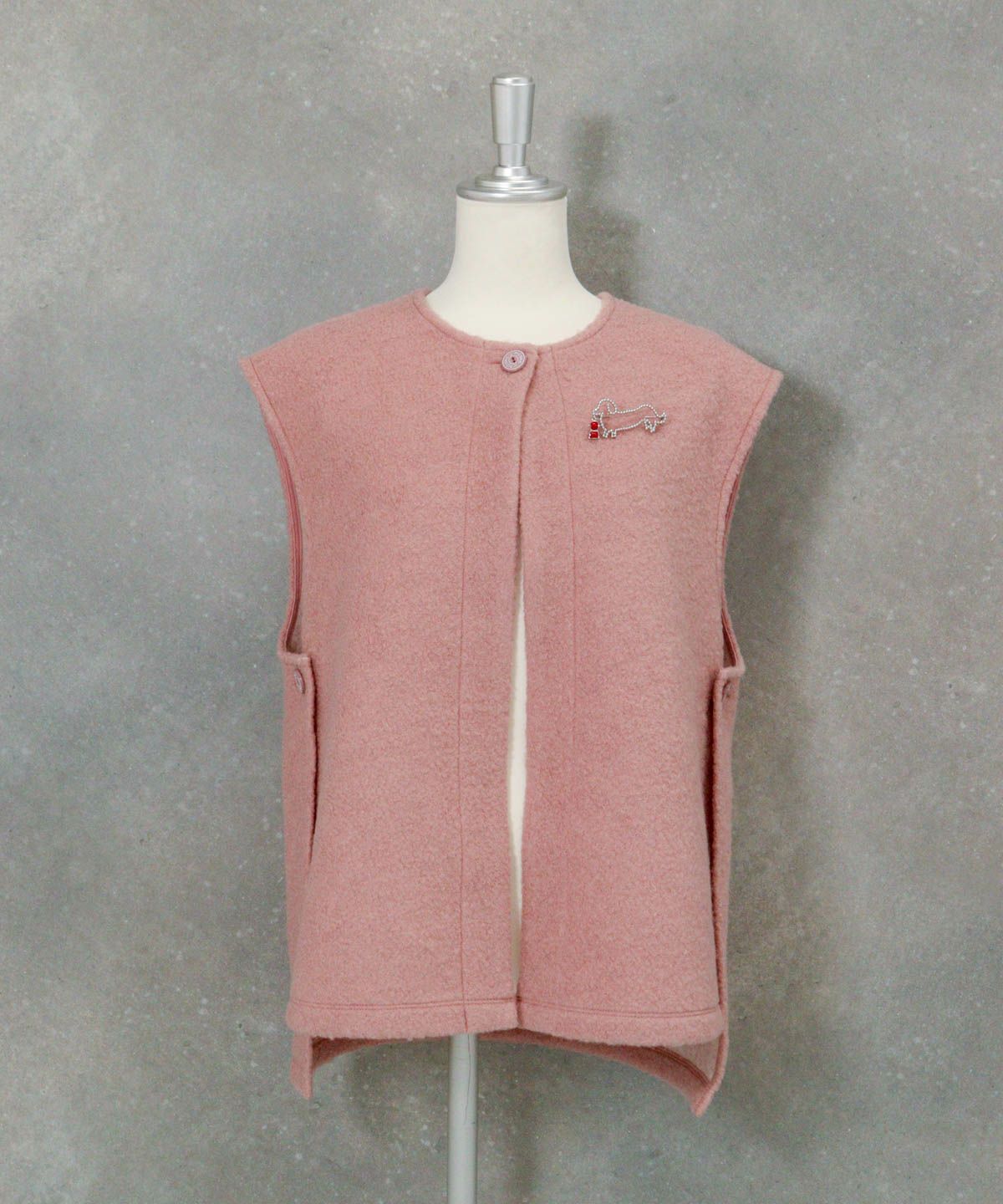  ウール混パイルベスト（ピンク）