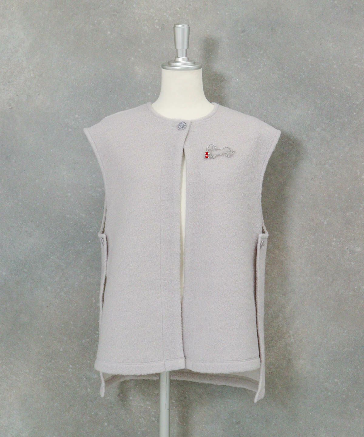  ウール混パイルベスト（ライトグレー）