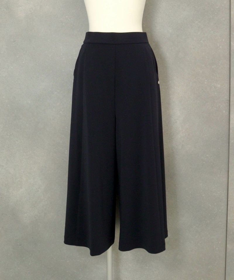 マットポンチ八分丈ワイドパンツ（ネイビー）