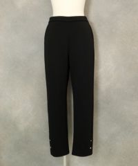 裾ボタンハニカムパンツ（ブラック）