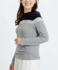 ウール100％ピコライン配色ニット