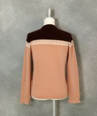 ウール100％ピコライン配色ニット（ブラウン×ベージュ）後ろ