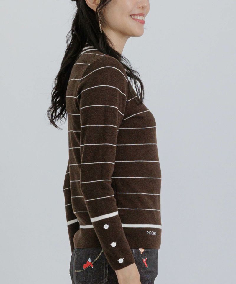 ウール100％細ボーダーニット|スタジオピッコーネ - ゴルフウェアや