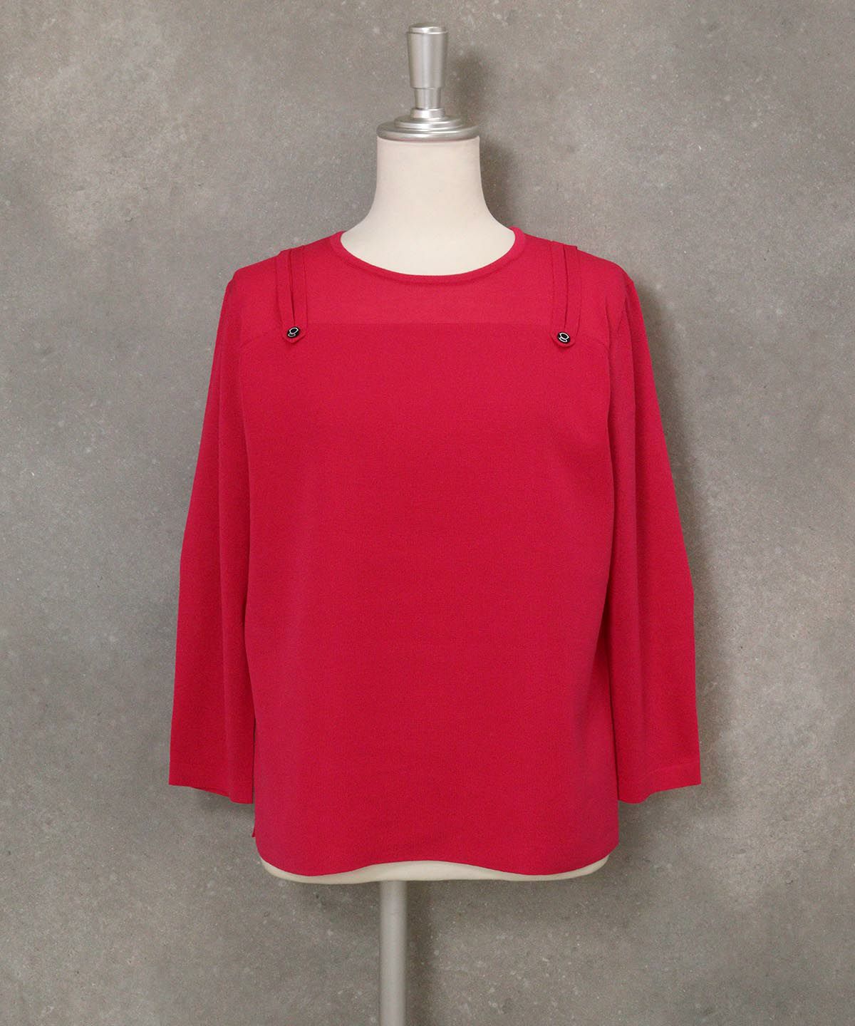 レイヤード風デザインニット(ピンク)前