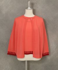 ウール100％アンサンブル風2WAYニット(オレンジ)前