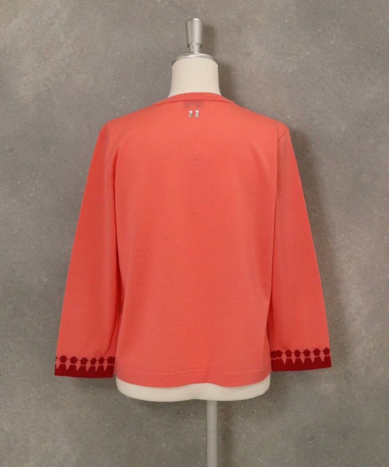 ウール100％アンサンブル風2WAYニット(オレンジ)後ろ