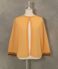 ウール100％アンサンブル風2WAYニット(ライトオレンジ)前